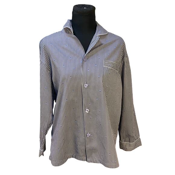 Petti Pranc Pajamas Set Size L Blue & White Stripe Button Front Top & Pants - Picture 4 of 15